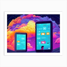 Cloudy Sky Future Of Mobile Applications Development In Colorful Dreaming Life Art Print