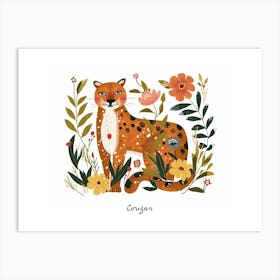 Little Floral Cougar 4 Poster Art Print