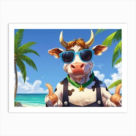 Cow On The Beach 2 Art Print