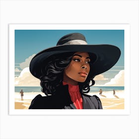 Illustration of an African American woman at the beach 72 Art Print