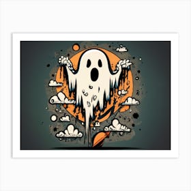 Ghost halloween painitng 04 Art Print