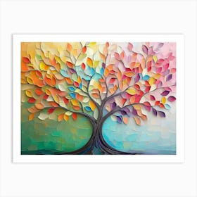 Abstract Colorful Tree With Hanging Branches And Multicolored Art Print