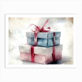 Watercolor Gift Boxes Art Print