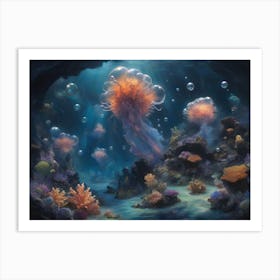 Jellyfish Under The Sea Art Print