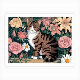 Cat In The Garden : William Morris Inspired Cats Collection Art Print