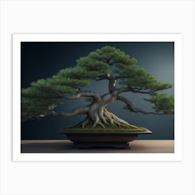 Bonsai Pine Extending Branches In The Air Art Print