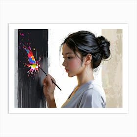 Asian Girl Painting Art Print