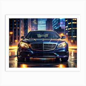 Luxury Sedan In Urban Night Art Print