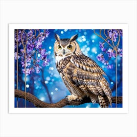 Owl On A Branch 1 Art Print