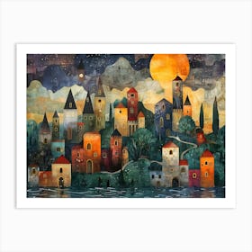 Night In The City, Cubism 1 Art Print
