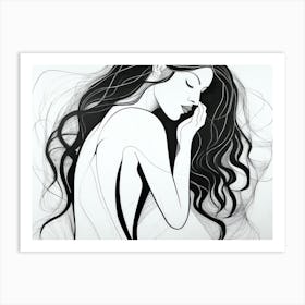 Woman With Long Hair 3 Art Print