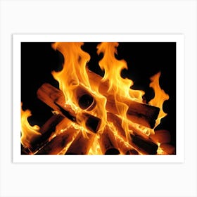 Bonfire Flames On A Black Background Art Print