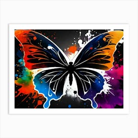 Butterfly With Paint Splashes 6 Art Print