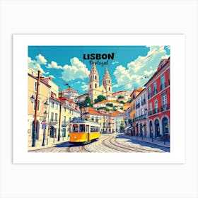 Lisbon Portugal Vintage Travel V 09 Art Print