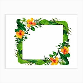 Frame With Tropical Flowers Art Print