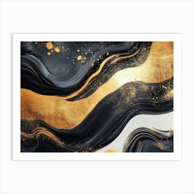 Gold And Black Abstract Painting 2 Art Print