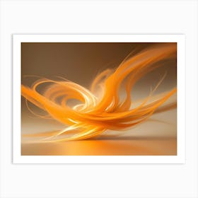 Abstract Image Of A Glowing Orange Swirl With A Light Brown Background Art Print