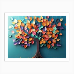 Colorful Tree with Leaves on Hanging Branches 5 Art Print