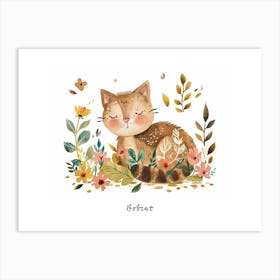 Little Floral Bobcat 2 Poster Art Print