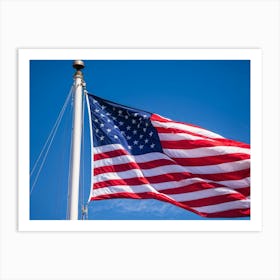 An American Flag Mid Billow Red And White Stripes Gleaming In The Wind Blue Star Field Sailing Ag (6) Art Print