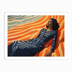 Woman Laying On The Beach 1 Art Print