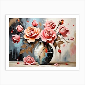 Roses In A Vase Abstract 1 Art Print