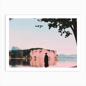 Portrait Of A Woman Standing By A Lake Art Print