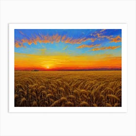 Sunset Over A Wheat Field 6 Art Print