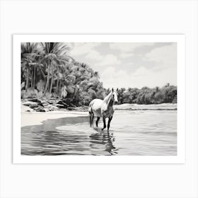 A Horse Oil Painting In Diani Beach, Kenya, Landscape 1 Art Print