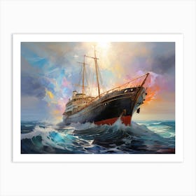 Ship In The Sea Art Print