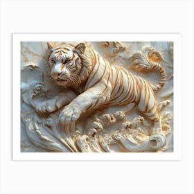 Tiger In Water Art Print