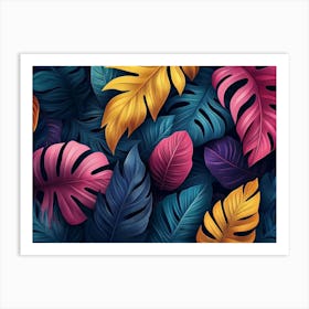 Art Pattern With Colorful Tropical Leaves 3 Art Print