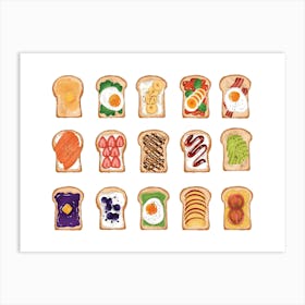 Breakfast Toast Set Landscape Poster Art Print