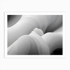 An Abstract Image Of Flowing, Swirling Lines In Shades Of Gray And White, Creating A Dynamic And Textured Background Art Print