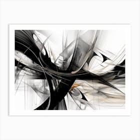 Quantum Entanglement Abstract Black And White 6 Art Print