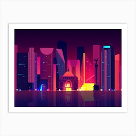 Synthwave Neon City - Mexico [synthwave/vaporwave/cyberpunk] — aesthetic poster, retrowave poster, neon poster Art Print