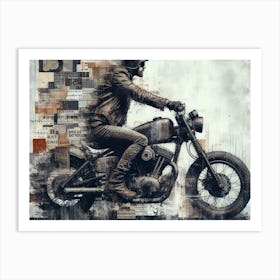 Man On A Motorcycle Art Print