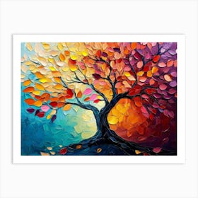 Elegant Colorful Tree with Vibrant Leaves Hanging Branches 17 Art Print