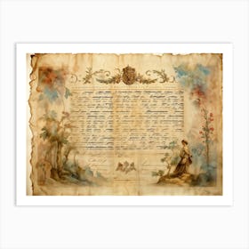 Antique Parchment Page Exhibiting The Essence Of A Bygone Era Textured Like Vintage Watercolor Edg 2 1 Art Print