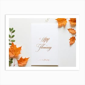 An Autumnal Thanksgiving Holiday Greeting Card In A Handwritten Calligraphy Design Vectorial Print 2 1 Art Print