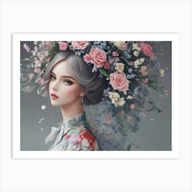 Fashion Woman With Flowers 21 Art Print