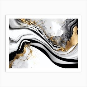 Abstract Black And Gold Painting 4 Art Print