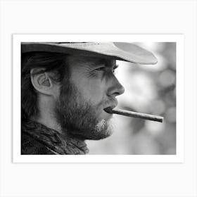 Clint Eastwood, Cowboy, Western Aesthetic, Vintage, Black and White Old Photo Art Print