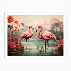 Flamingo Fun 1 Art Print