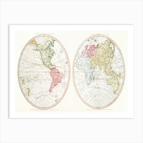 New World, Or, Western Hemisphere; Old World, Or Eastern Hemisphere (1790) Art Print