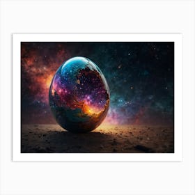 Fiery Space Egg Art Print