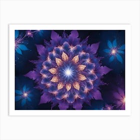 Abstract Image Of A Glowing, Purple Mandala With Intricate, Swirling Patterns Art Print