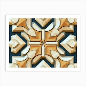 Seamless Relief Sculpture Designation Retro Pattern Polygon Geometry Art Print