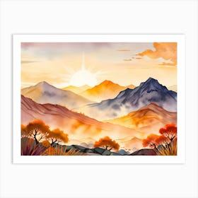 Sunlit Trees and Shadowed Valleys Art Print