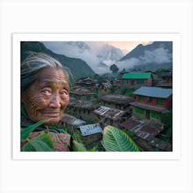 Shantiva zaga, an old woman monk In Nepal Art Print